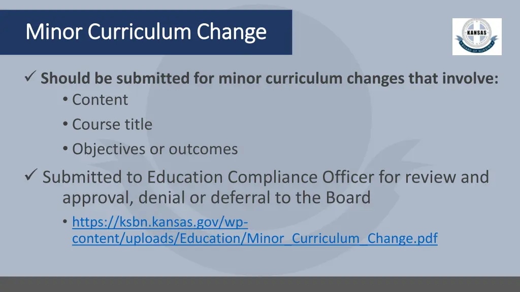 minor curriculum change minor curriculum change