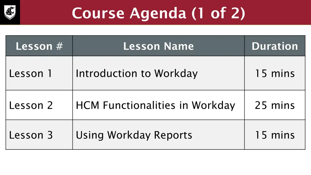 course agenda 1 of 2