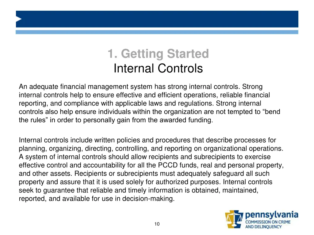 1 getting started internal controls