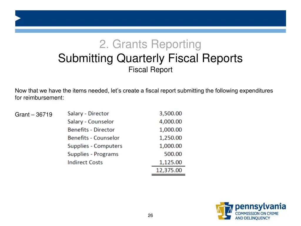 2 grants reporting submitting quarterly fiscal 1