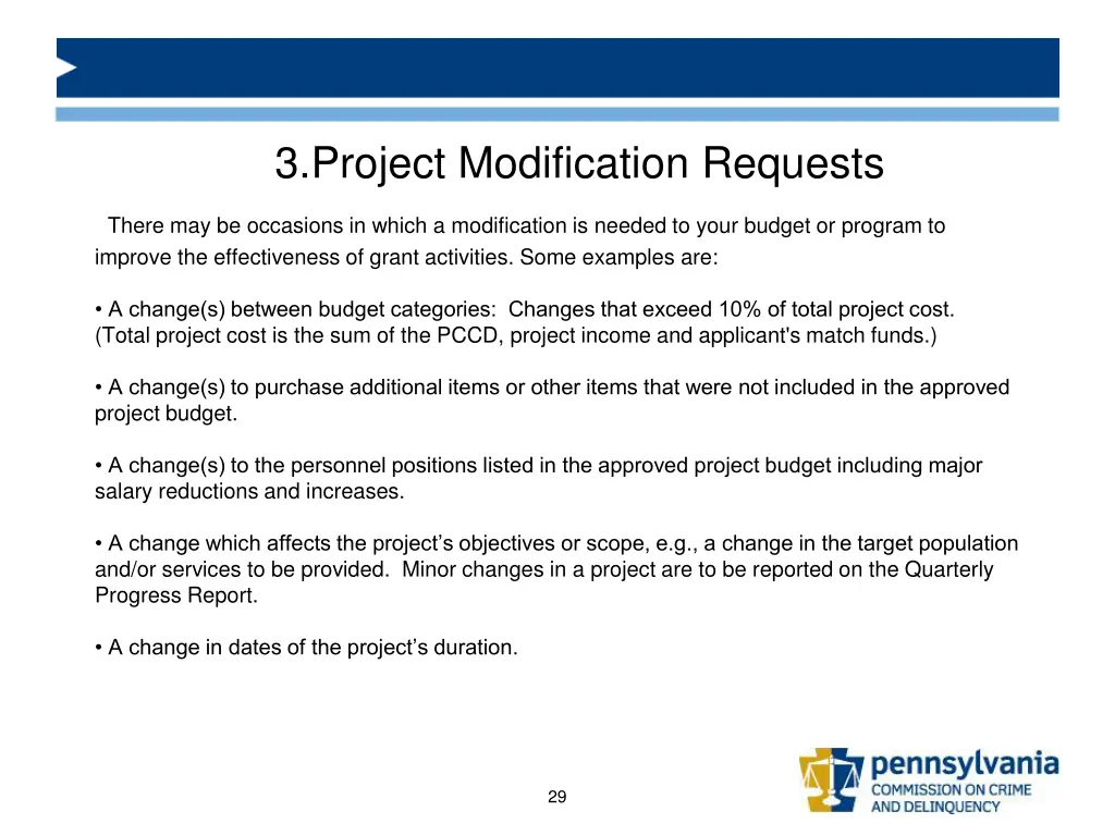 3 project modification requests there