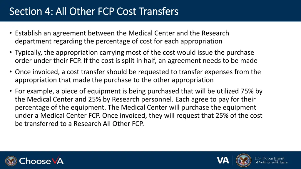 section 4 all other fcp cost transfers section