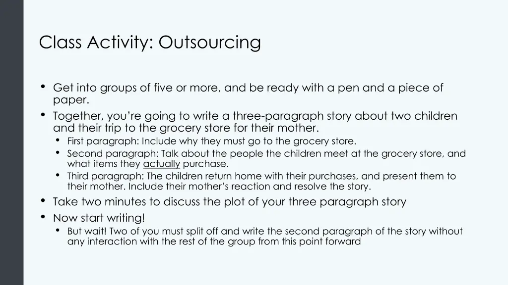 class activity outsourcing