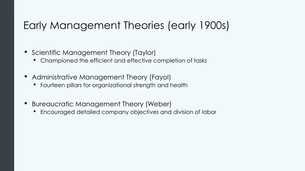 early management theories early 1900s