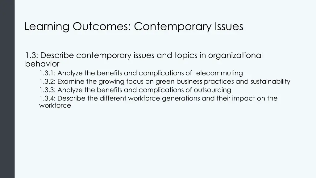 learning outcomes contemporary issues