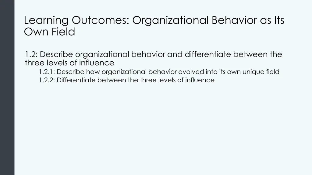 learning outcomes organizational behavior