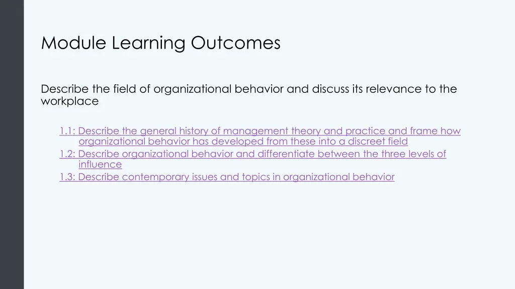 module learning outcomes