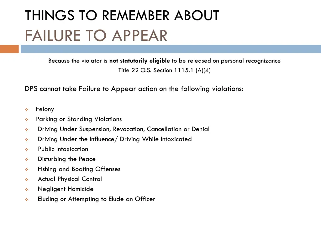 things to remember about failure to appear 1