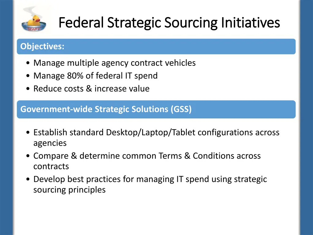 federal strategic sourcing initiatives federal