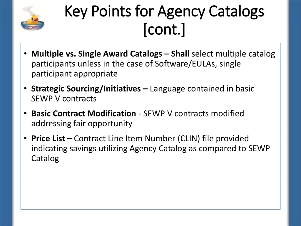 key points for agency catalogs key points 1