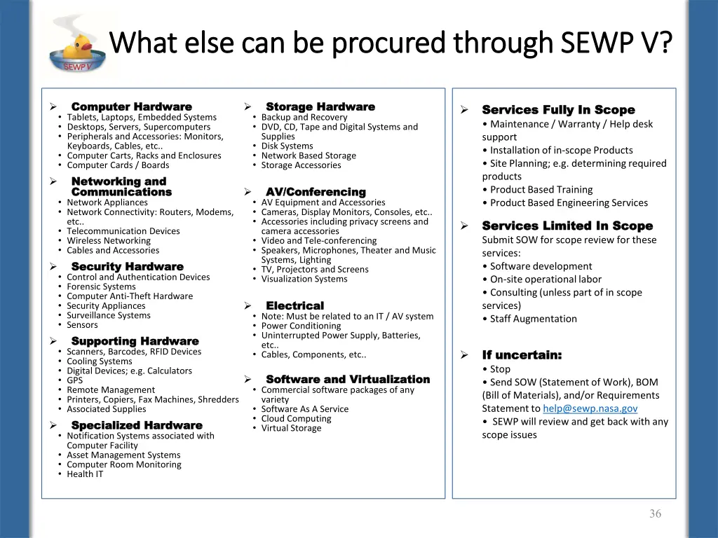 what else can be procured through sewp v what