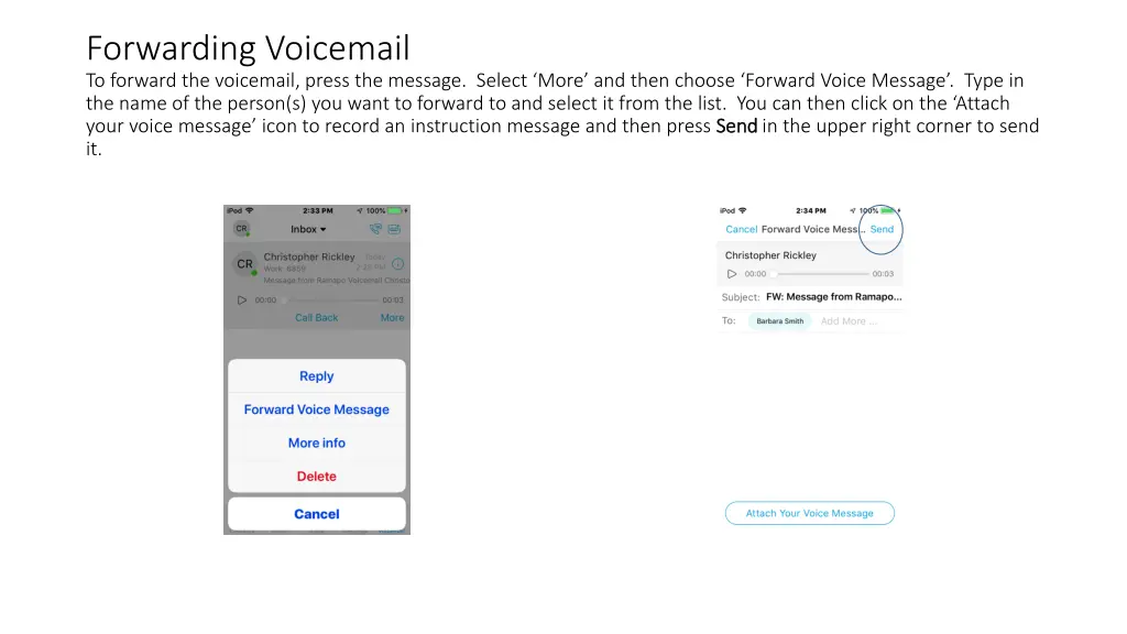 forwarding voicemail to forward the voicemail