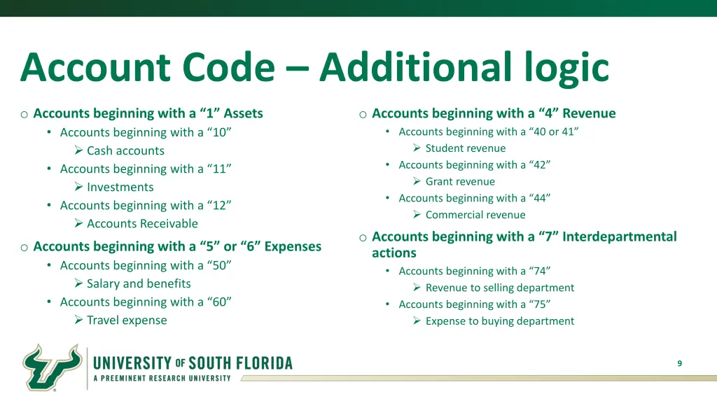 account code additional logic