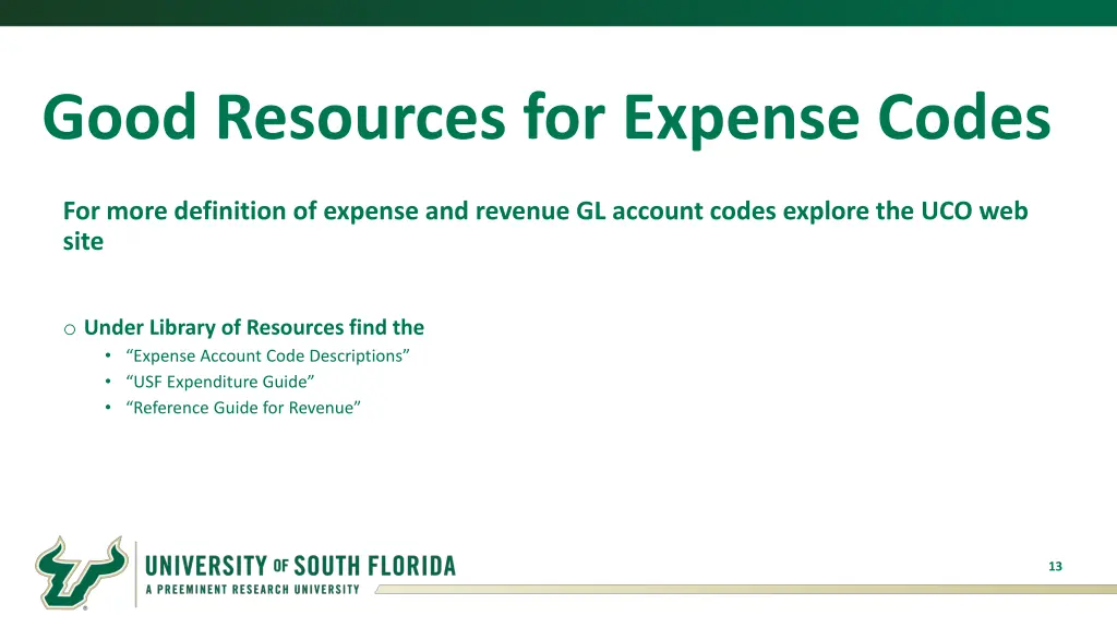 good resources for expense codes