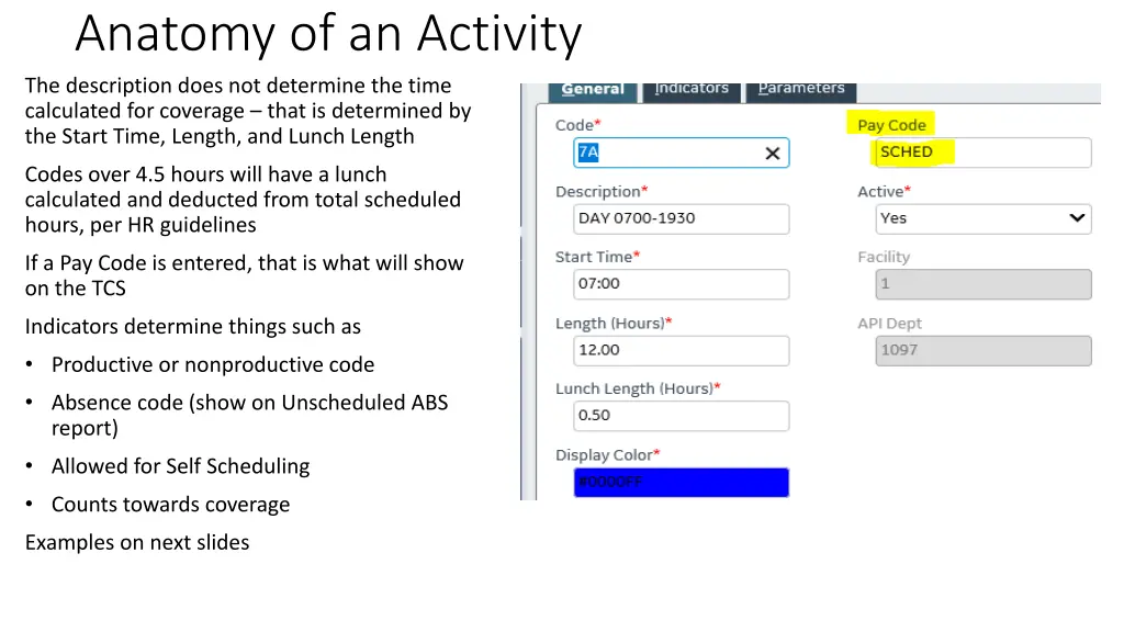 anatomy of an activity code the description does