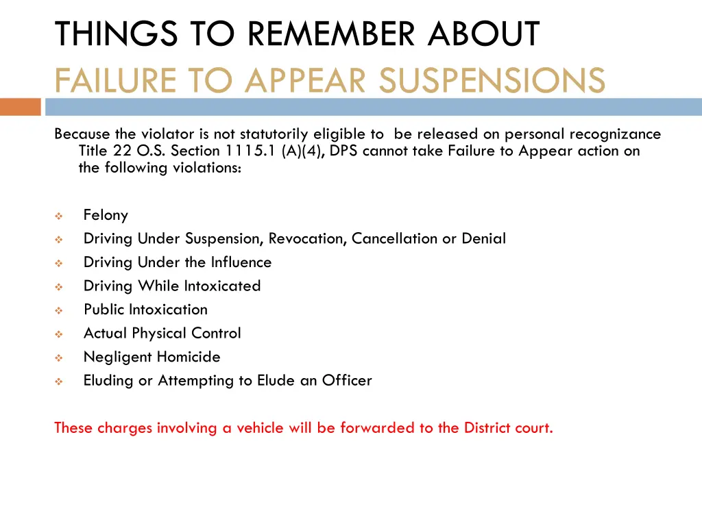 things to remember about failure to appear