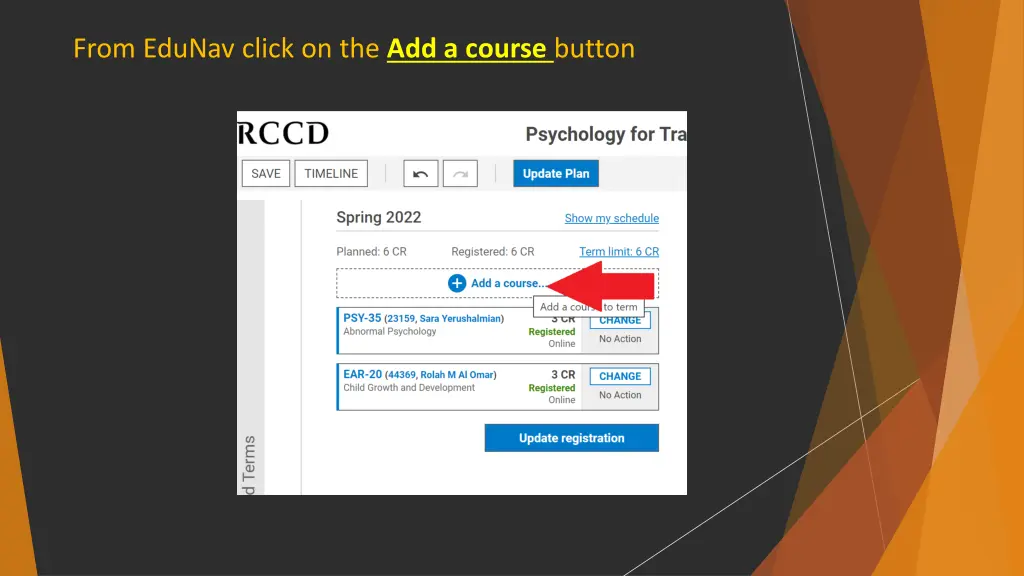 from edunav click on the add a course button