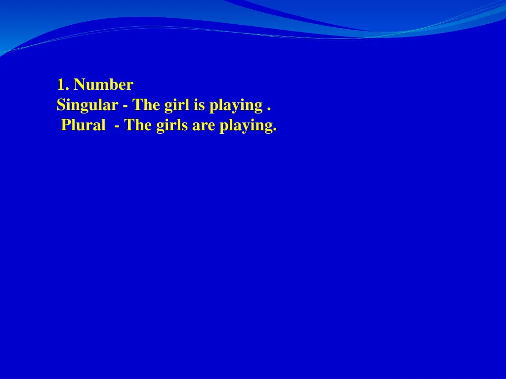 1 number singular the girl is playing plural