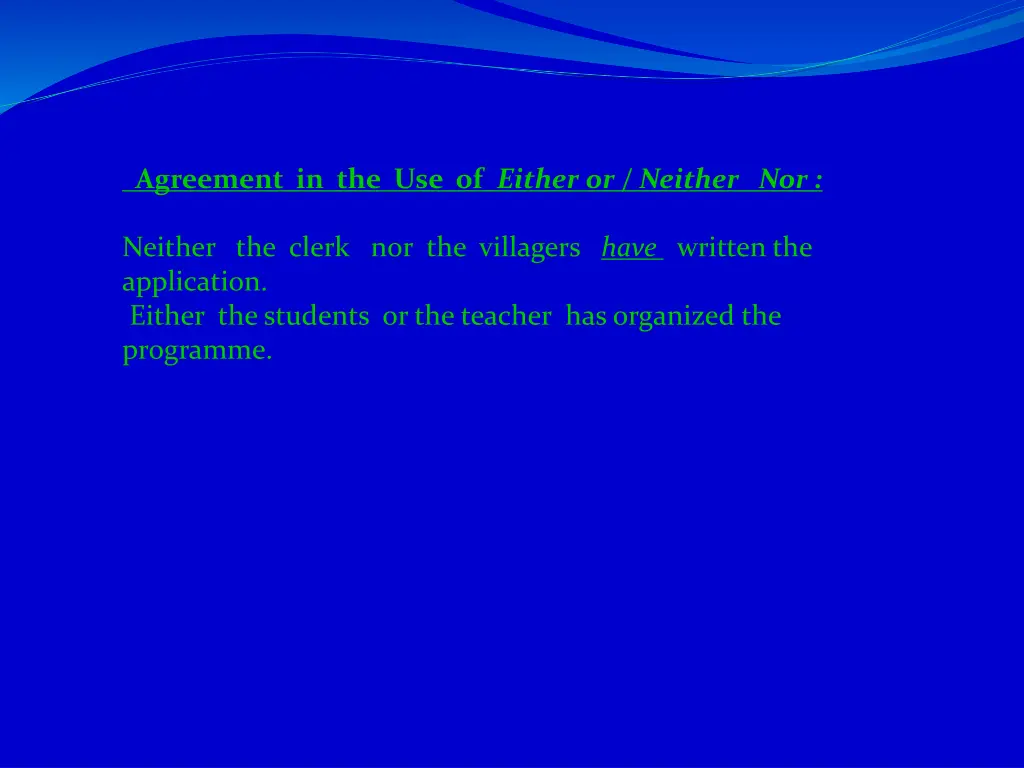 agreement in the use of either or neither nor