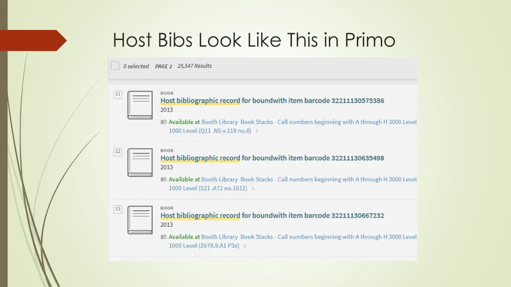 host bibs look like this in primo