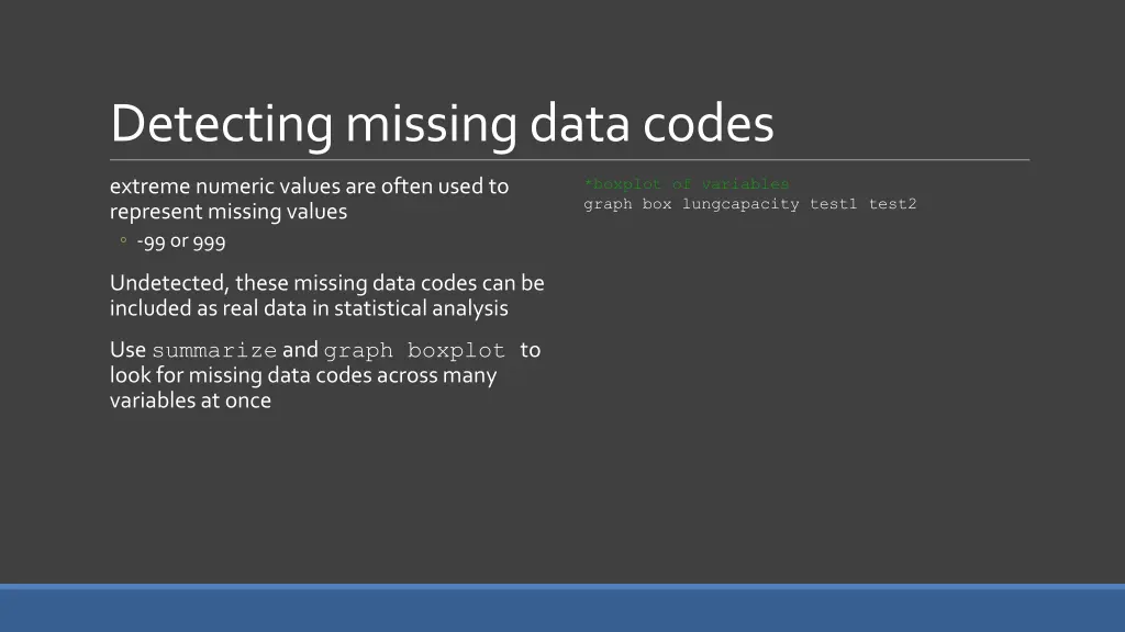 detecting missing data codes