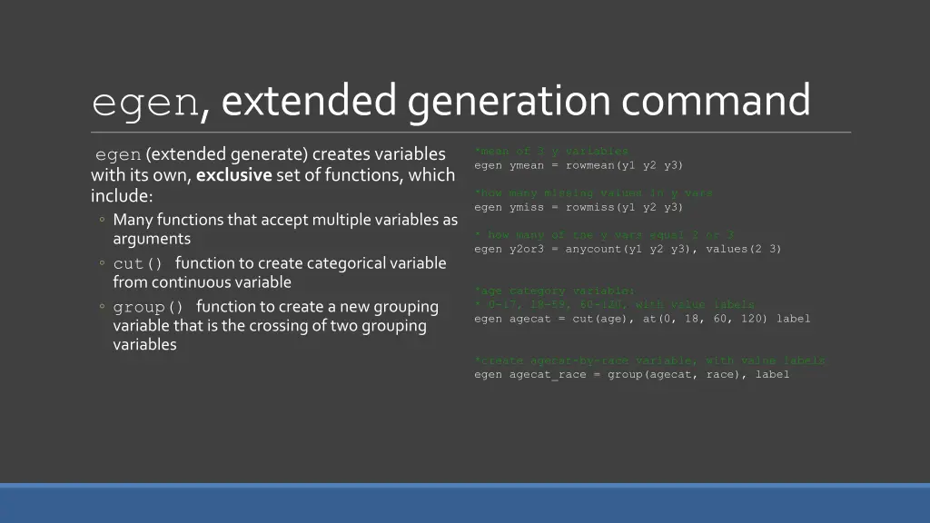 egen extended generation command