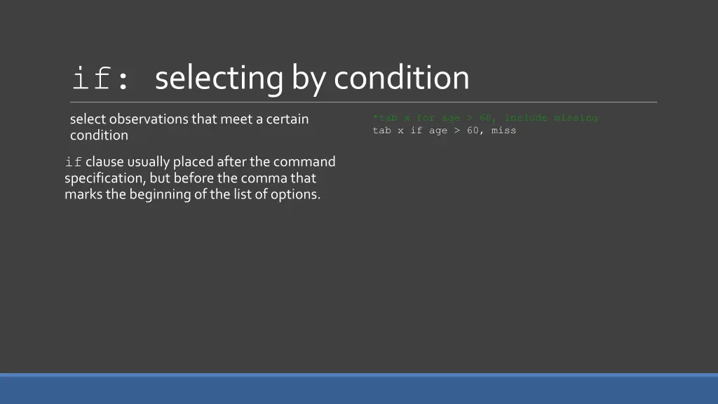 if selecting by condition