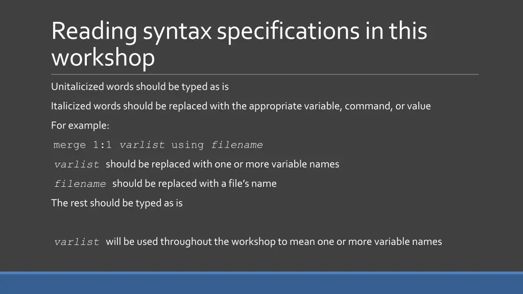 reading syntax specifications in this workshop