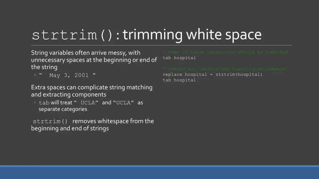 strtrim trimming white space