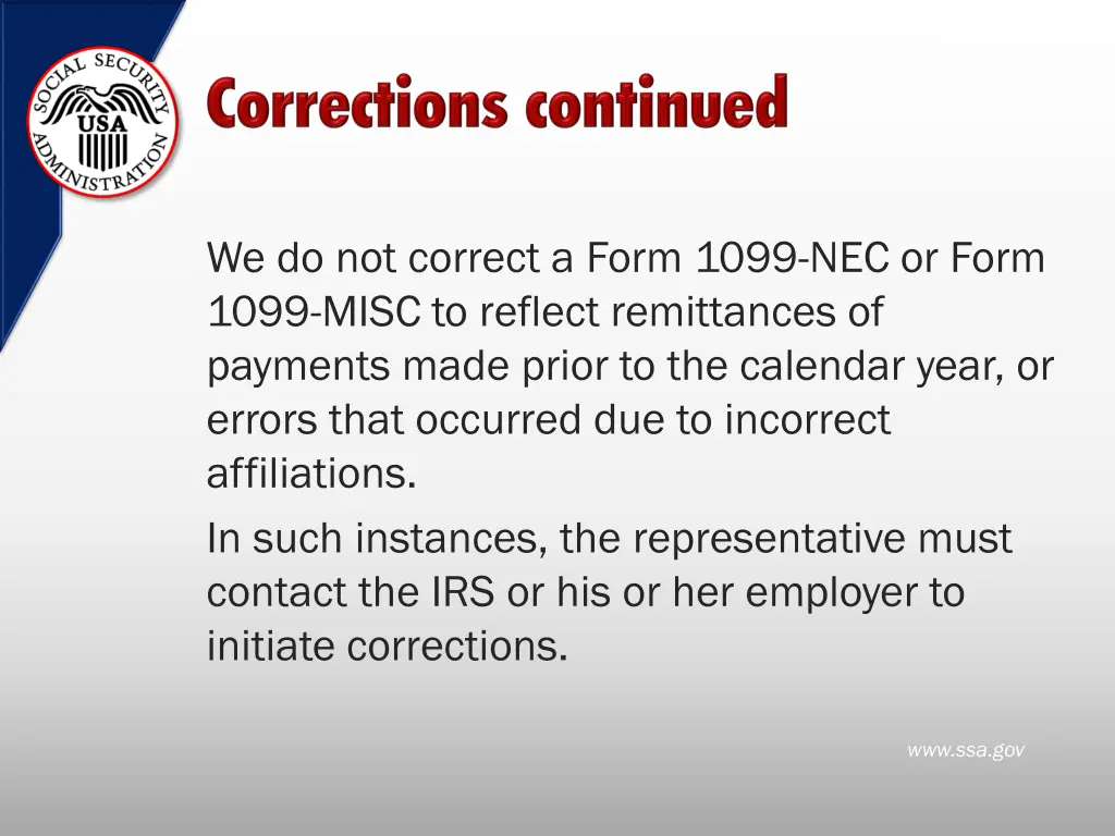 we do not correct a form 1099 nec or form 1099