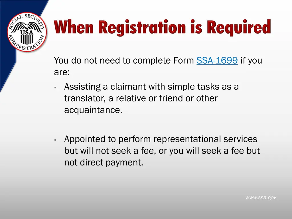 you do not need to complete form ssa 1699