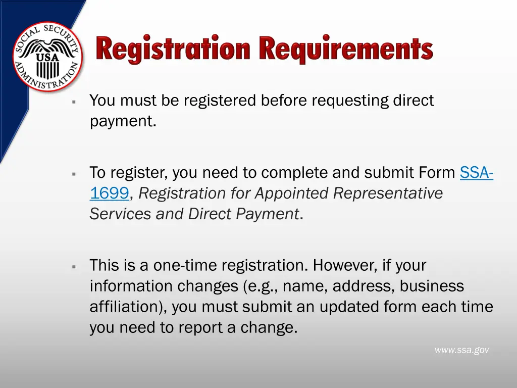 you must be registered before requesting direct