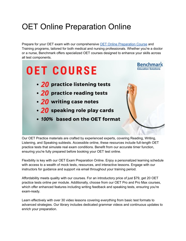 oet online preparation online