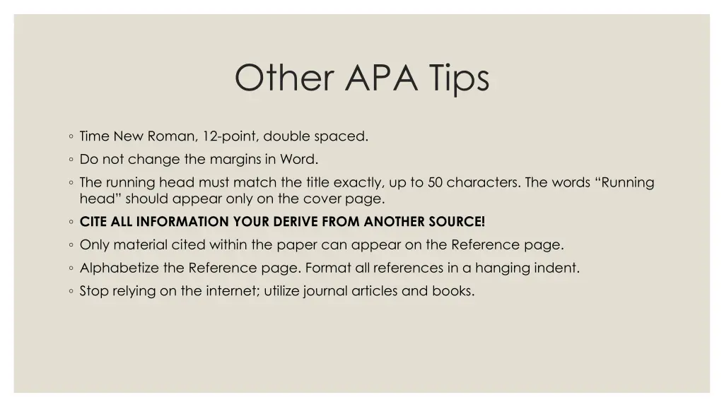 other apa tips