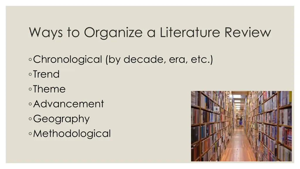 ways to organize a literature review