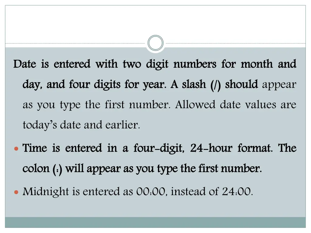 date day as you type the first number allowed