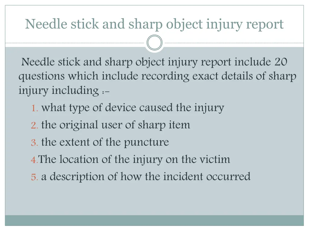 needle stick and sharp object injury report