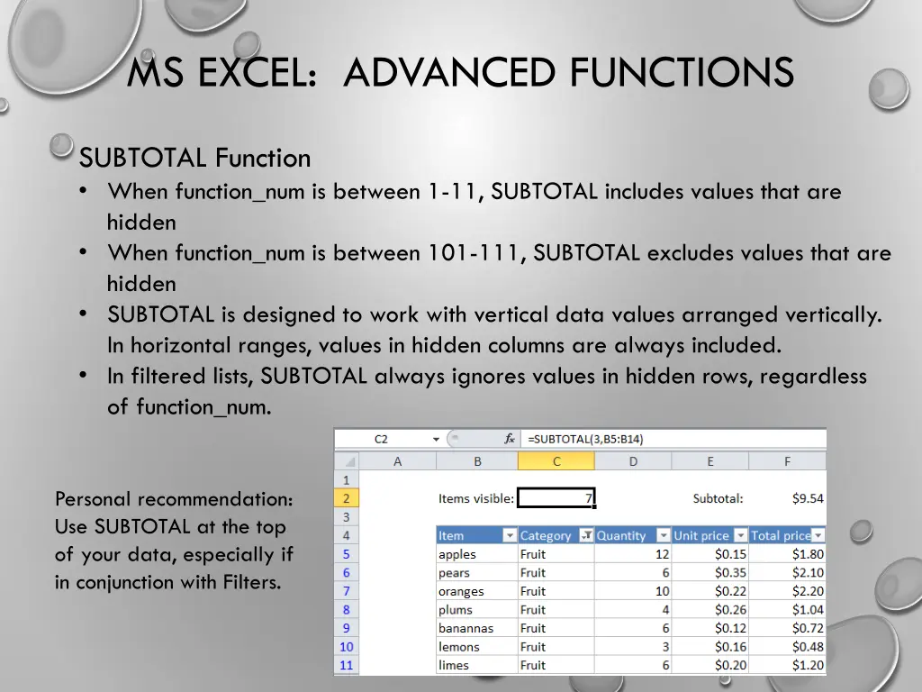 ms excel advanced functions 4