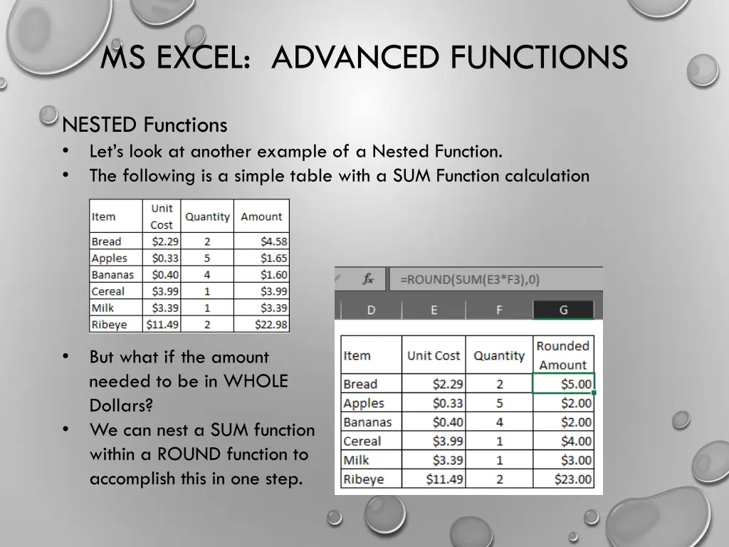 ms excel advanced functions 7