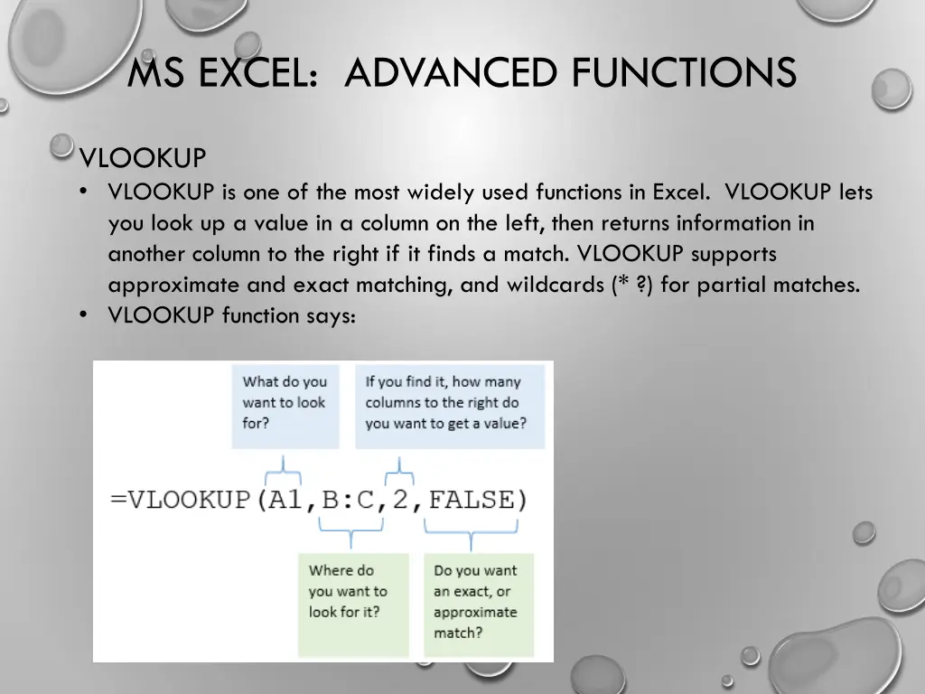 ms excel advanced functions