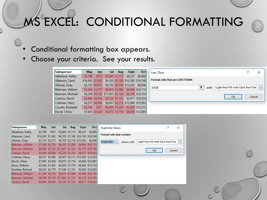 ms excel conditional formatting 1