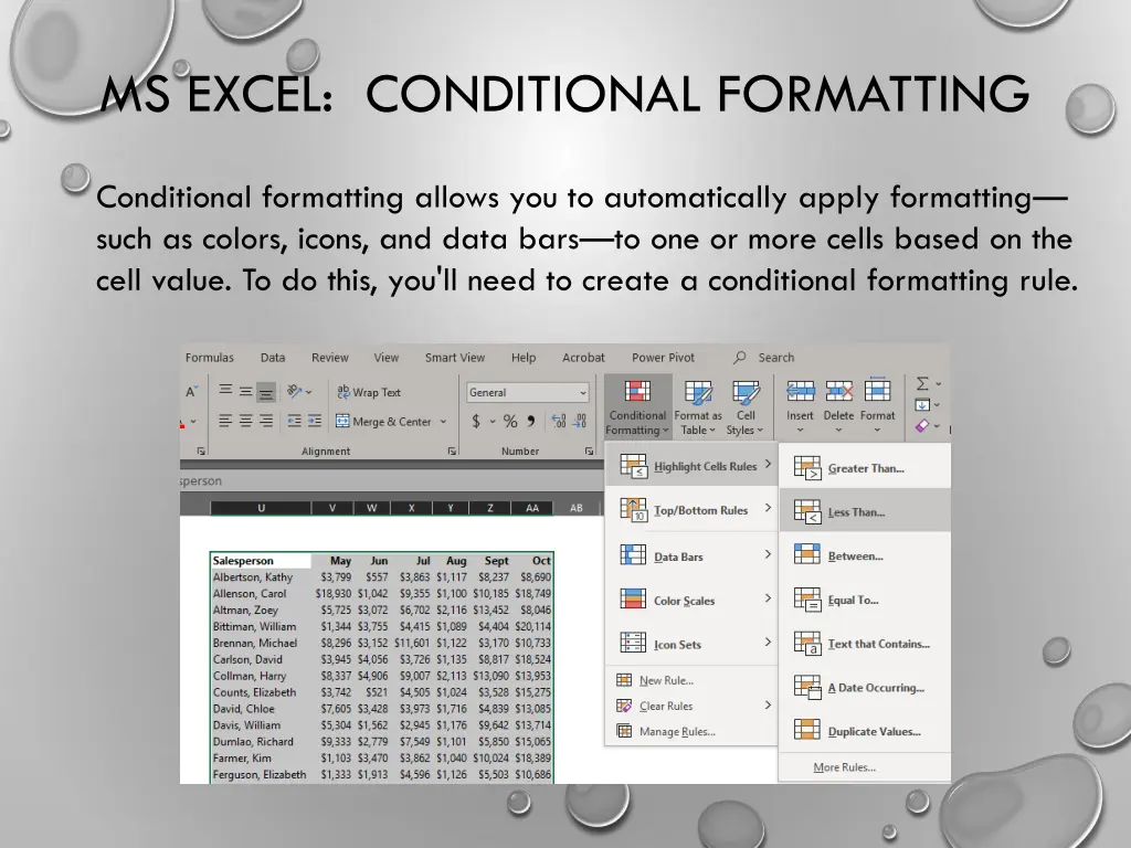 ms excel conditional formatting