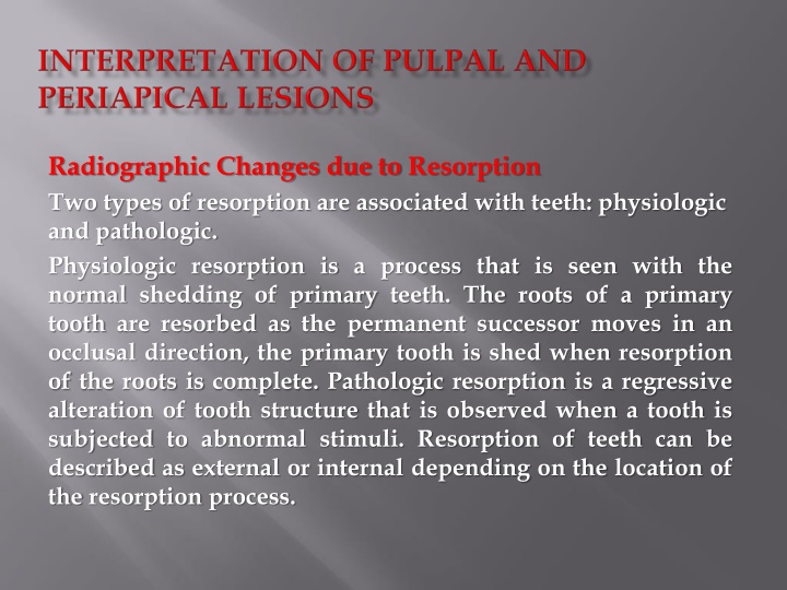 radiographic changes due to resorption two types