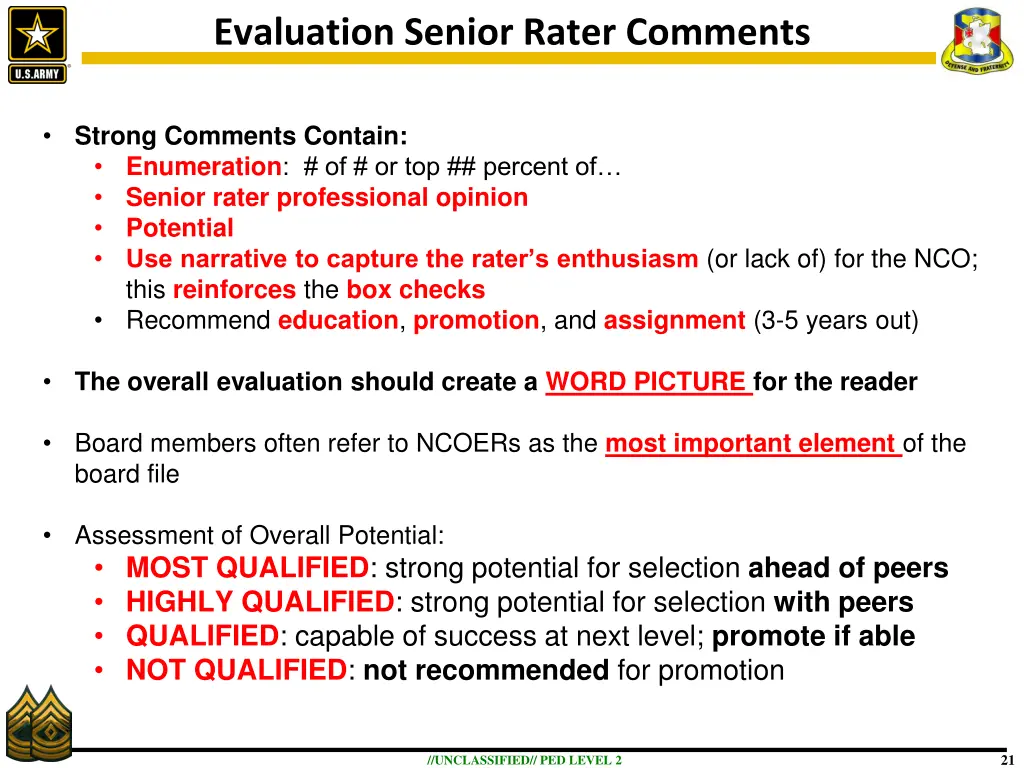 evaluation senior rater comments