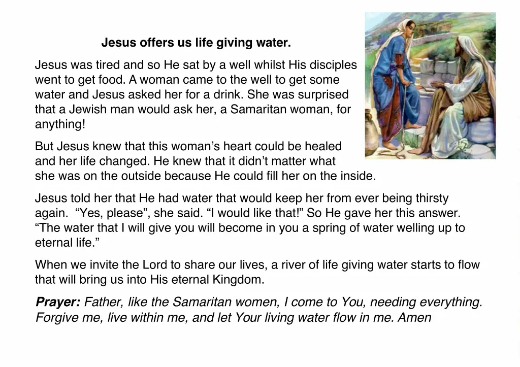 jesus offers us life giving water