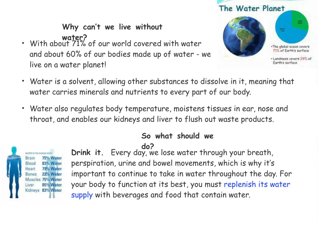 why can t we live without water with about