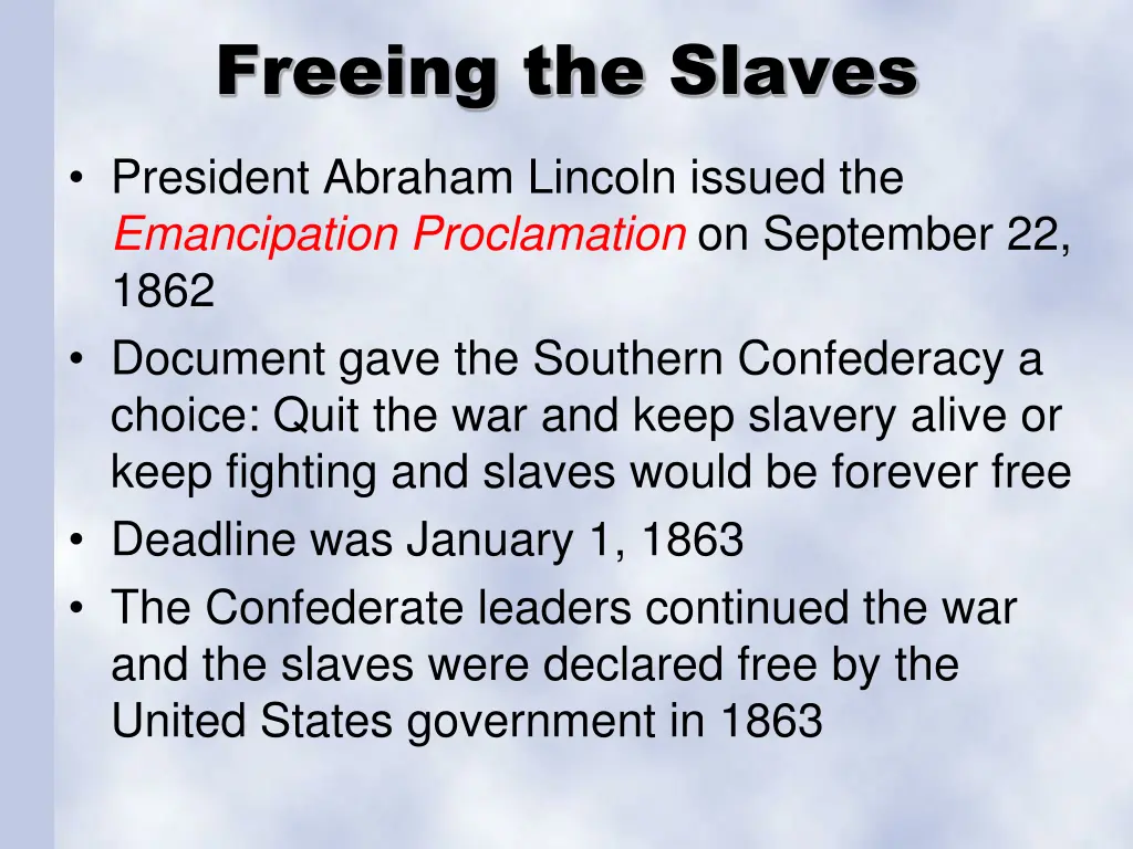 freeing the slaves