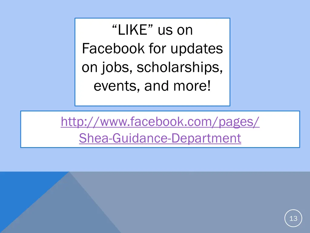 like us on facebook for updates on jobs