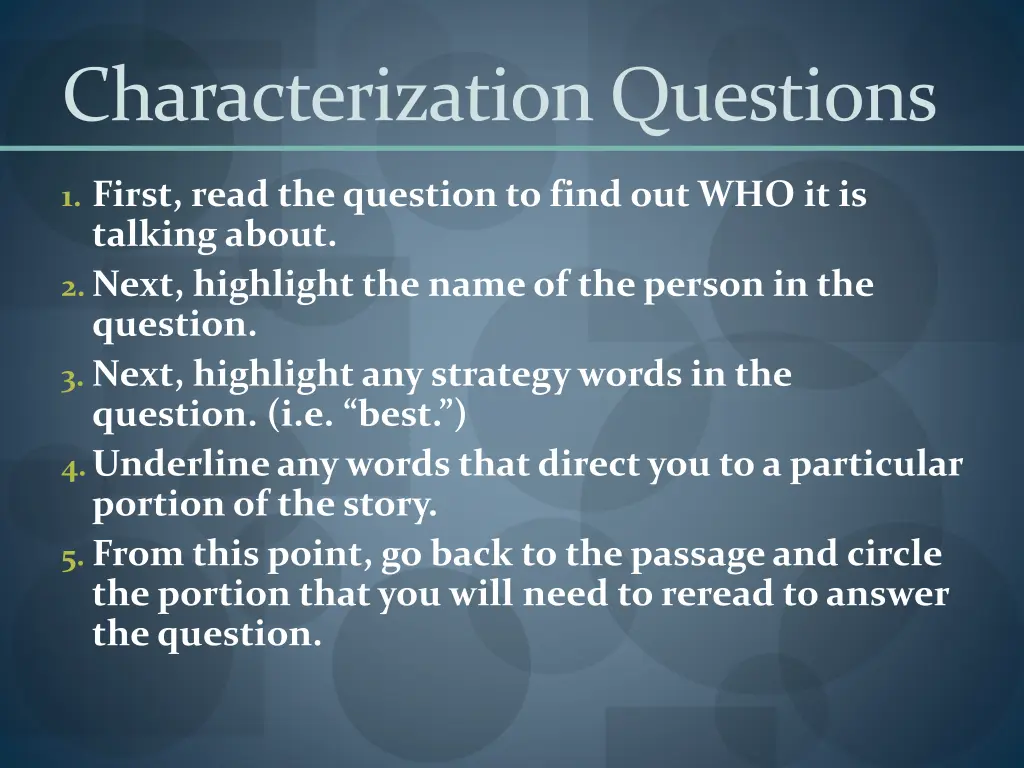 characterization questions