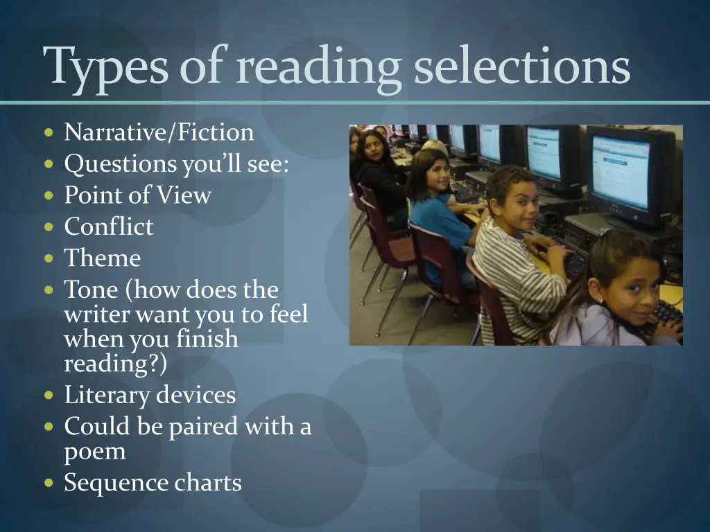 types of reading selections 1